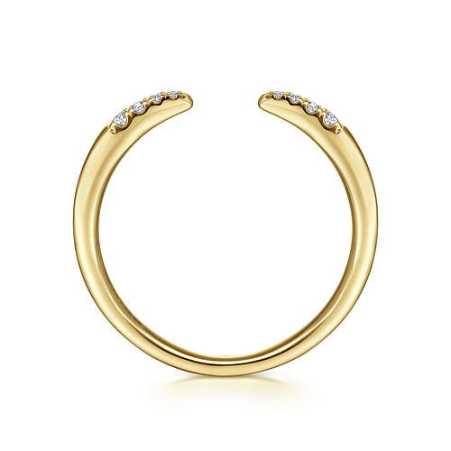 14K Yellow Gold Open Diamond Tipped Stackable Ring