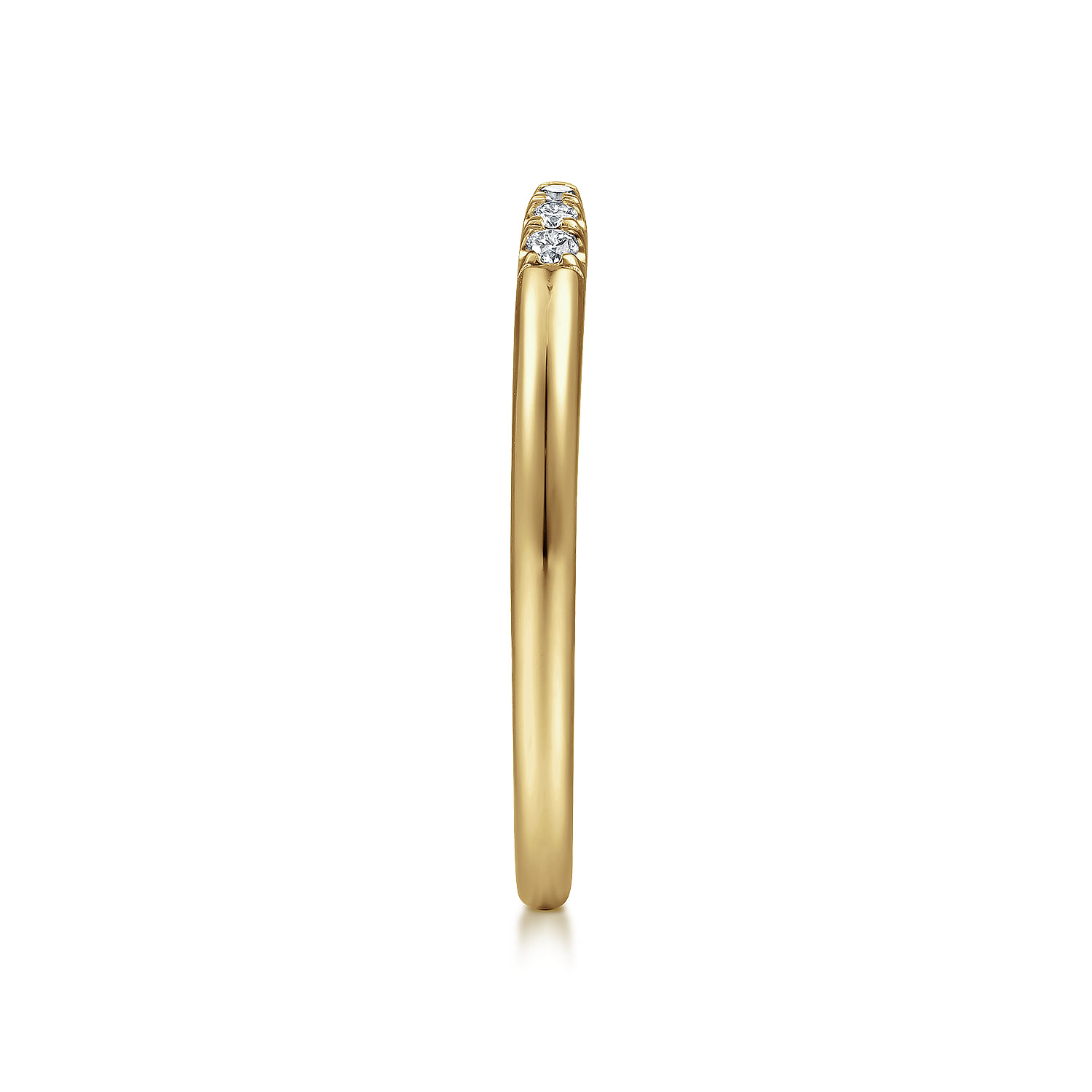 14K Yellow Gold Open Diamond Tipped Stackable Ring