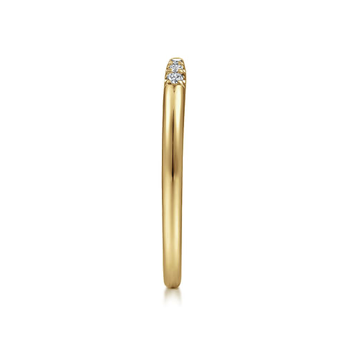 14K Yellow Gold Open Diamond Tipped Stackable Ring