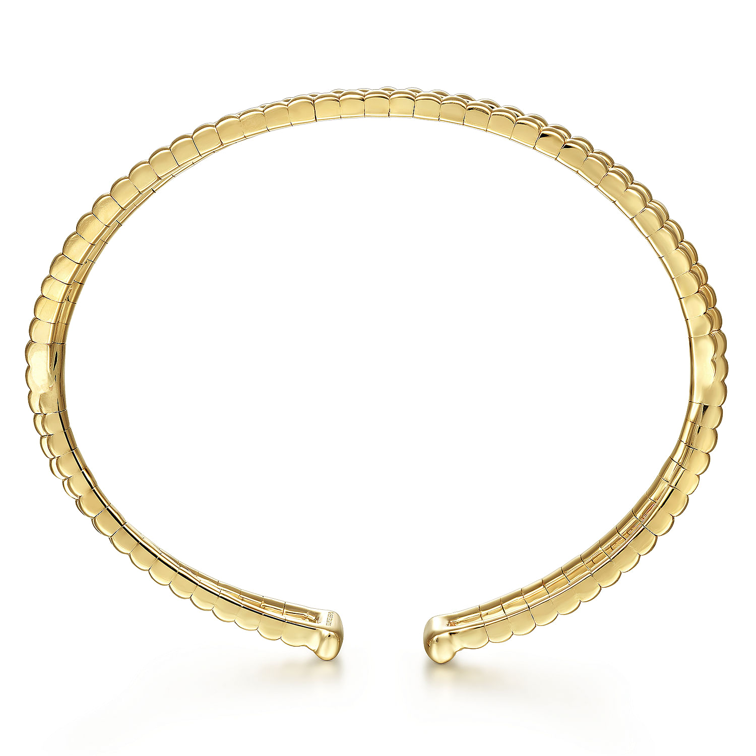 14K Yellow Gold Open Double Row Textured Bangle