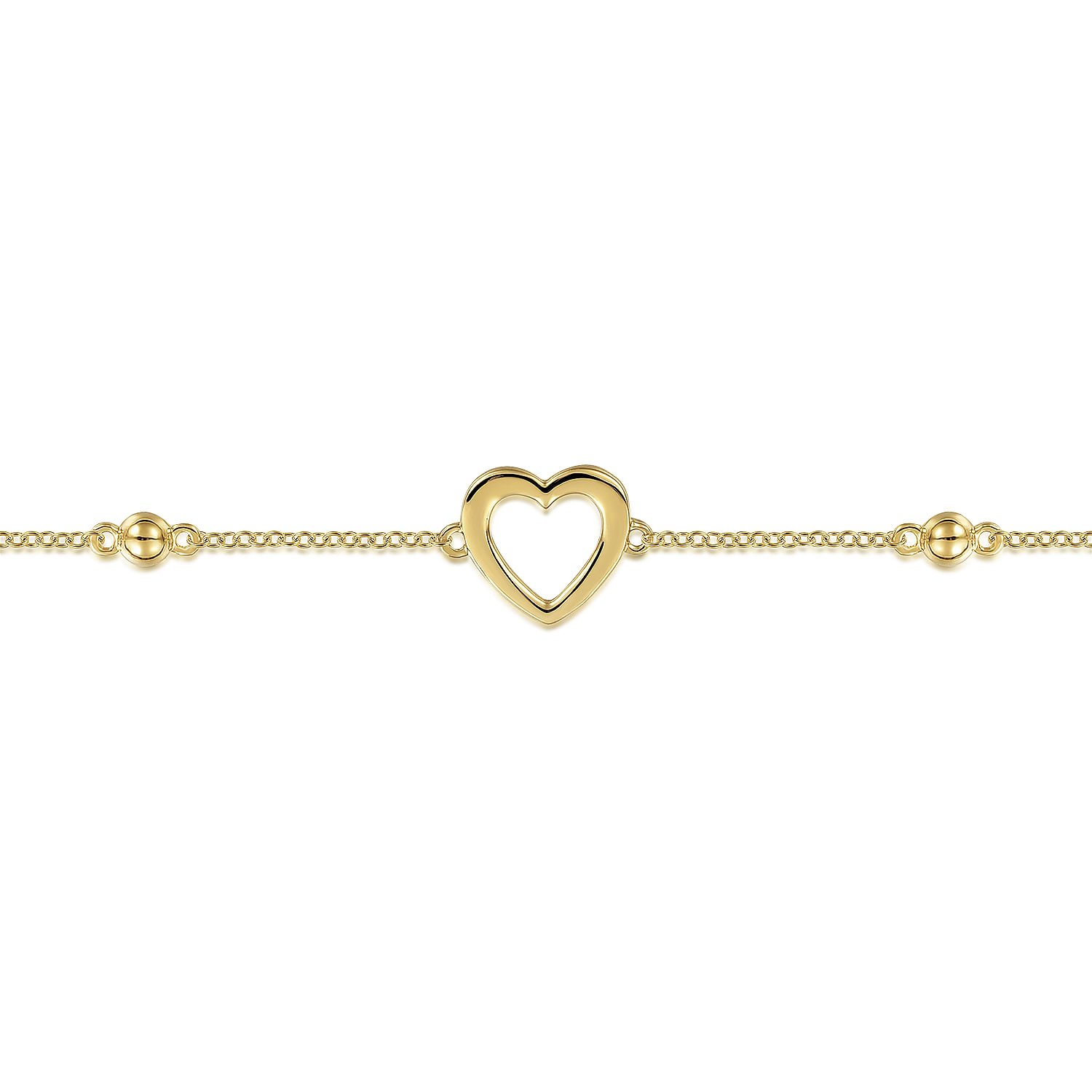 14K Yellow Gold Open Heart Bujukan Chain Bracelet