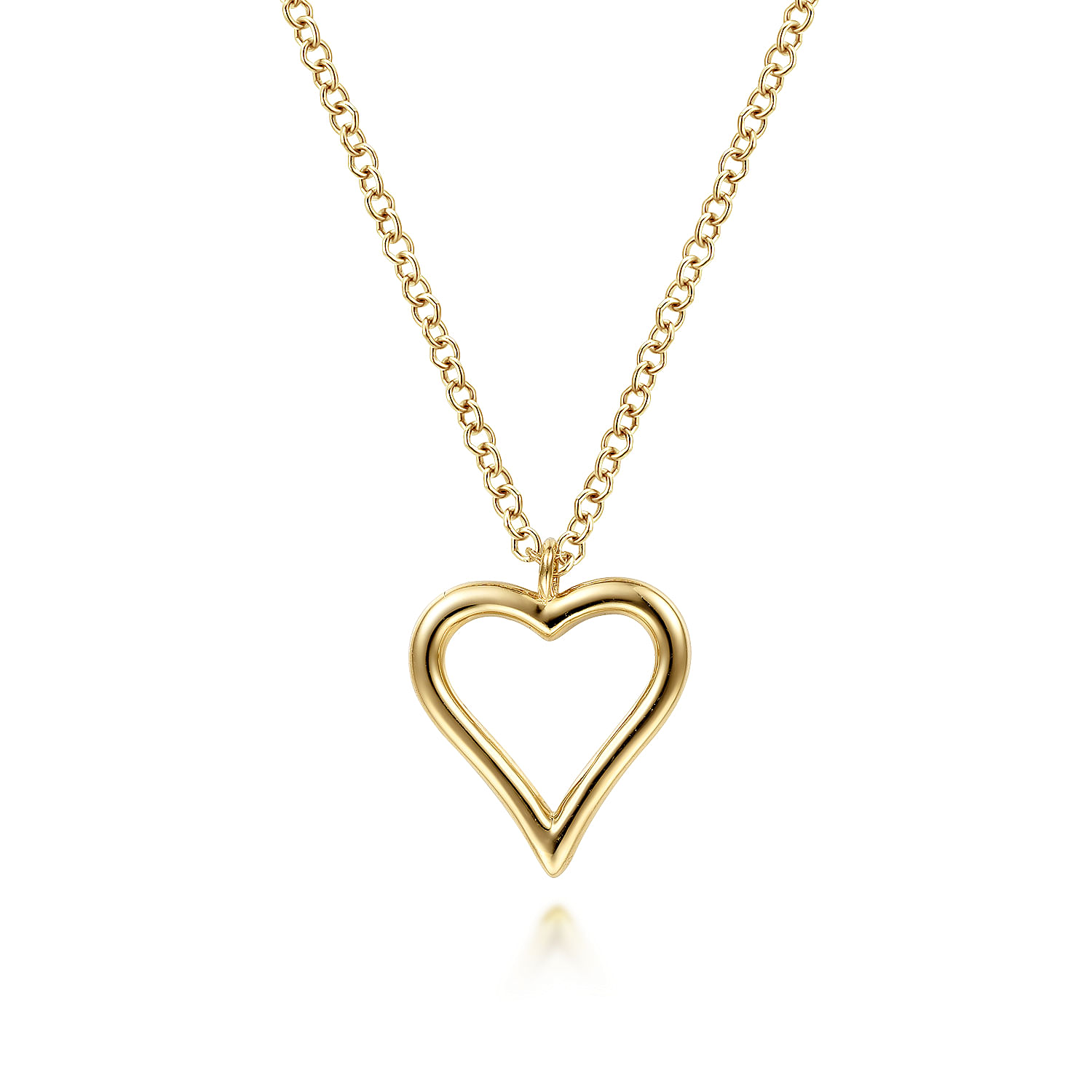 14K Yellow Gold Open Heart Pendant Necklace