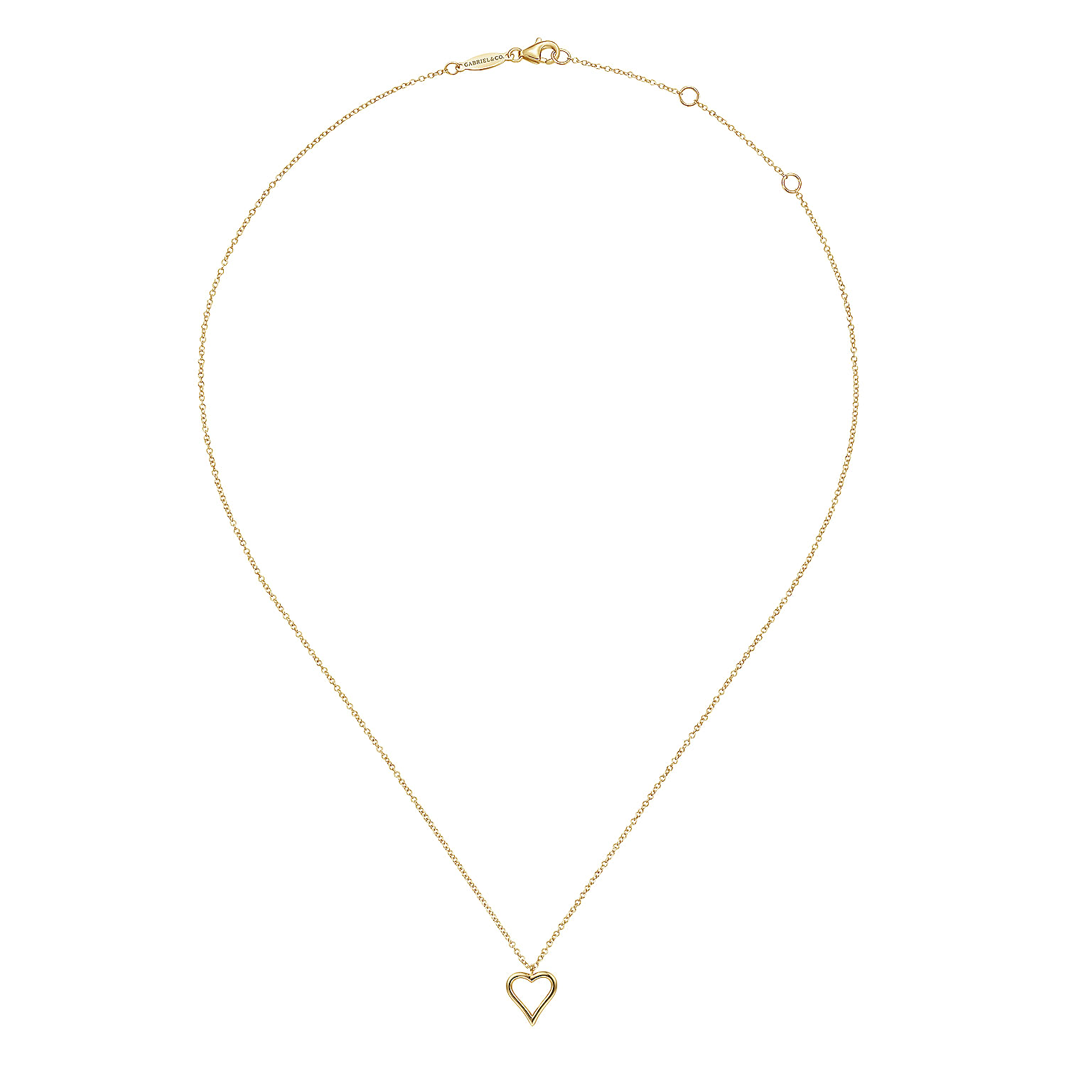 14K Yellow Gold Open Heart Pendant Necklace