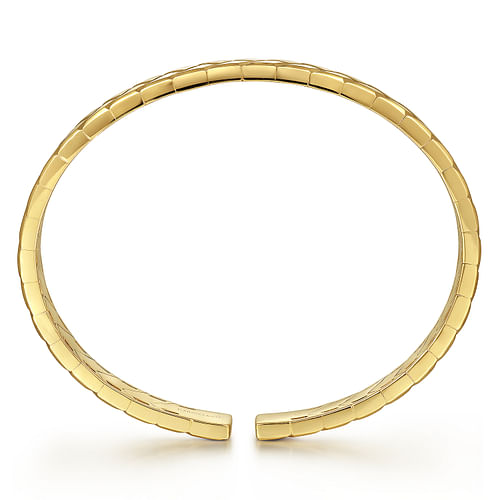 14K Yellow Gold Open Herringbone Cuff Bangle