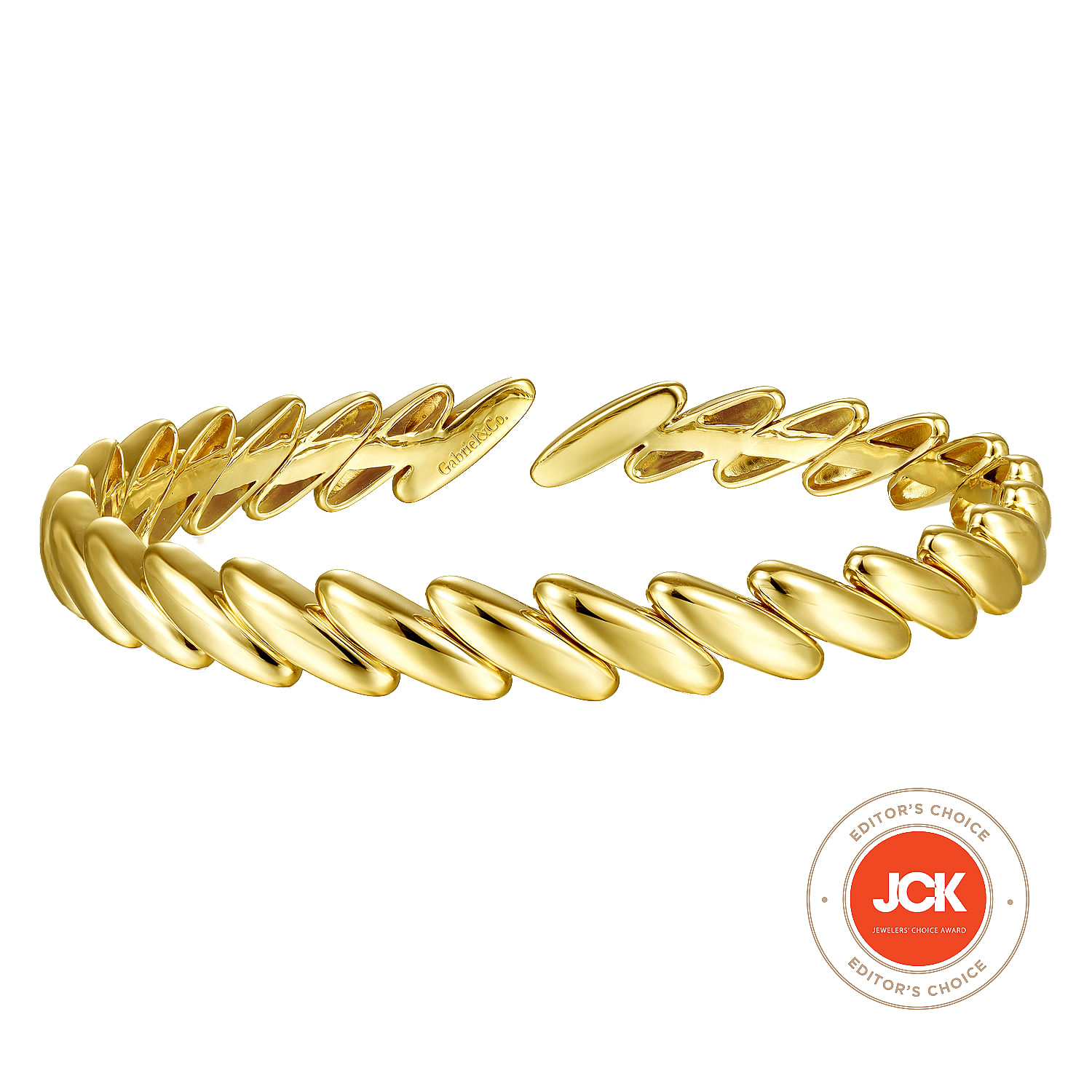 14K Yellow Gold Open Leaf Cuff Bracelet