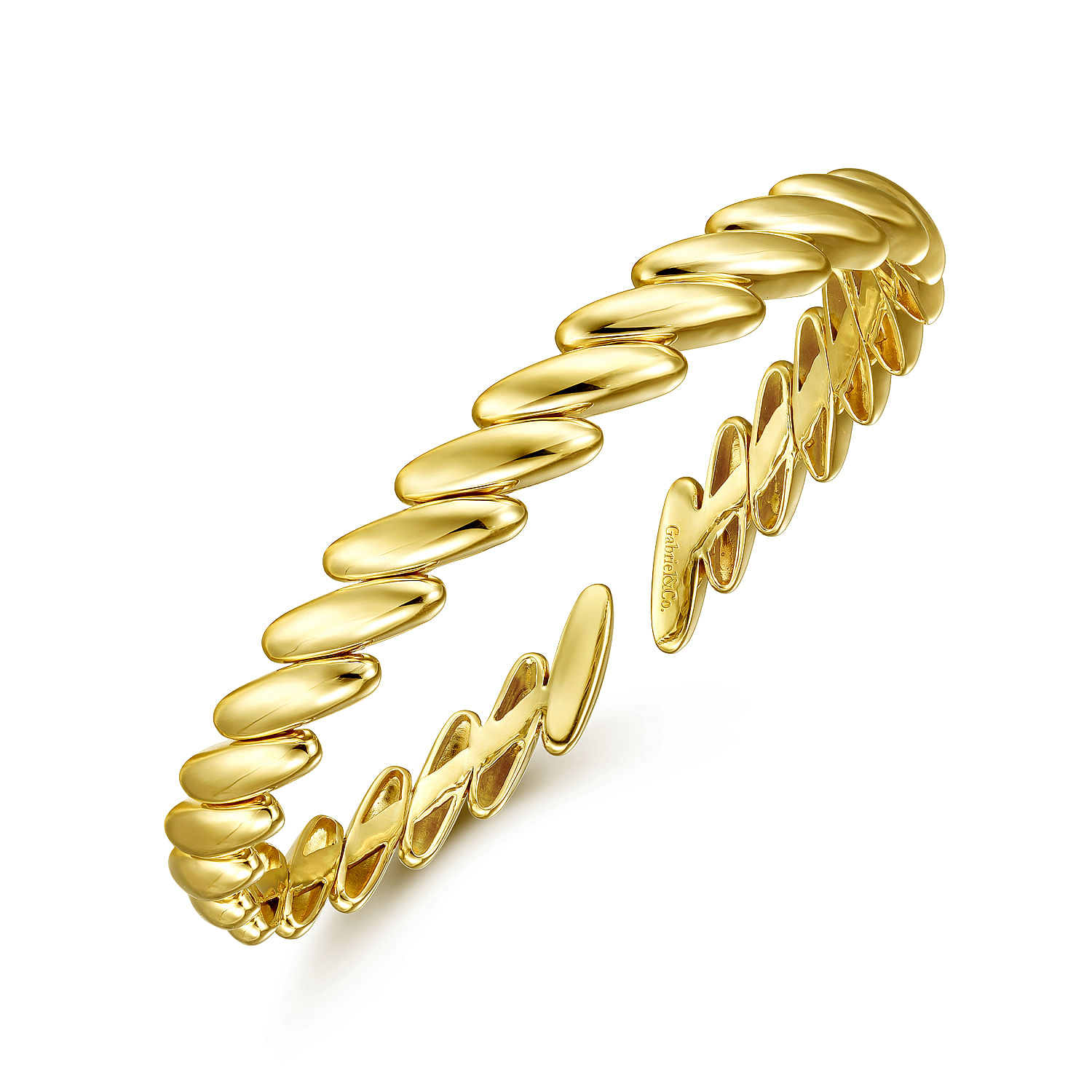 14K Yellow Gold Open Leaf Cuff Bracelet