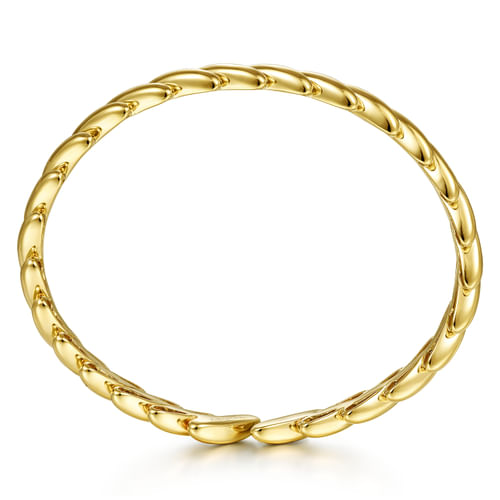 14K Yellow Gold Open Leaf Cuff Bracelet