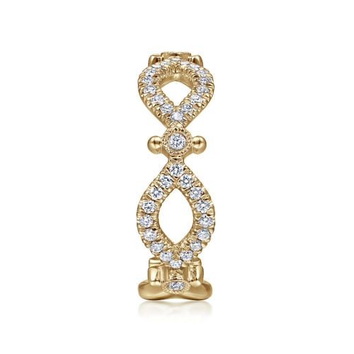 14K Yellow Gold Open Link Diamond Station Ring