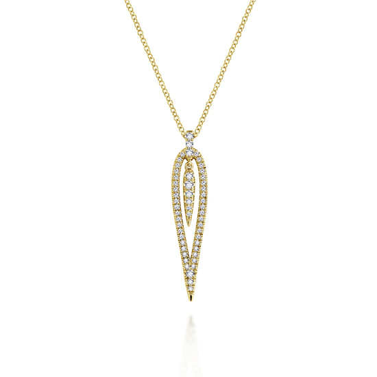 Gabriel - 14K Yellow Gold Open Teardrop Diamond Pendant Necklace