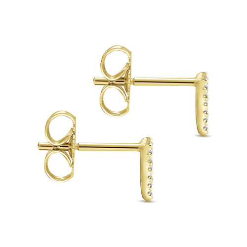 14K Yellow Gold Open Triangle Diamond Stud Earrings