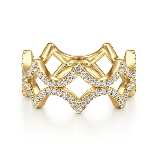 Gabriel - 14K Yellow Gold Open Triangular Diamond Ring