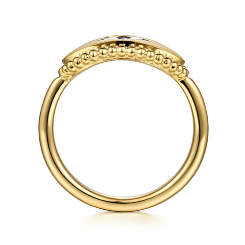 14K Yellow Gold Oval Bujukan Signet Ring with Diamond Starburst