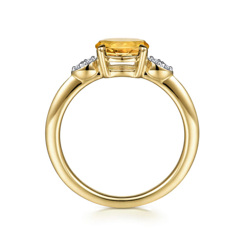 14K Yellow Gold Oval Citrine and Diamond Promise Ring