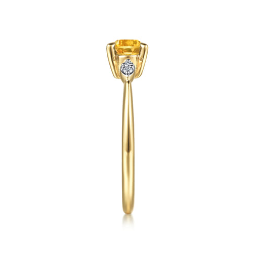 14K Yellow Gold Oval Citrine and Diamond Promise Ring