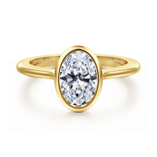 Gabriel - 14K Yellow Gold Oval Cut Bezel Set Solitaire Diamond Engagement Ring