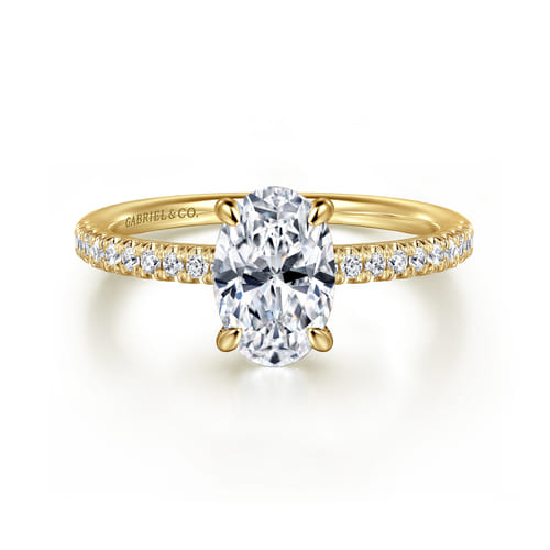 14K Yellow Gold Oval Cut Diamond Engagement Ring