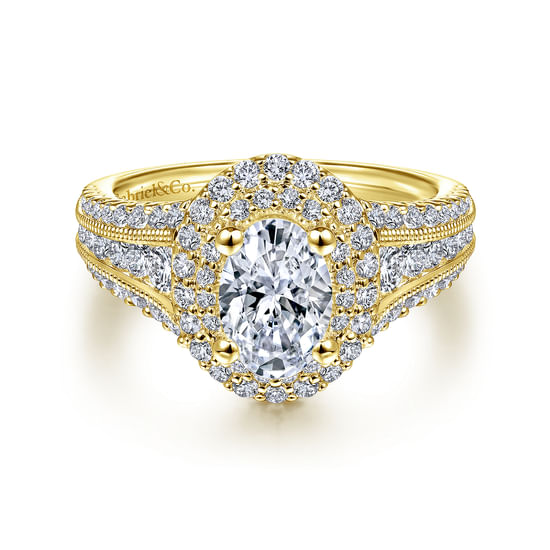 Gabriel - 14K Yellow Gold Oval Diamond Channel Set Engagement Ring