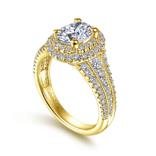 14K Yellow Gold Oval Diamond Channel Set Engagement Ring
