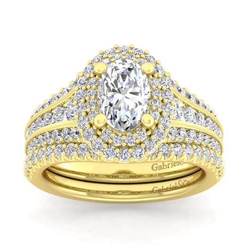 14K Yellow Gold Oval Diamond Channel Set Engagement Ring