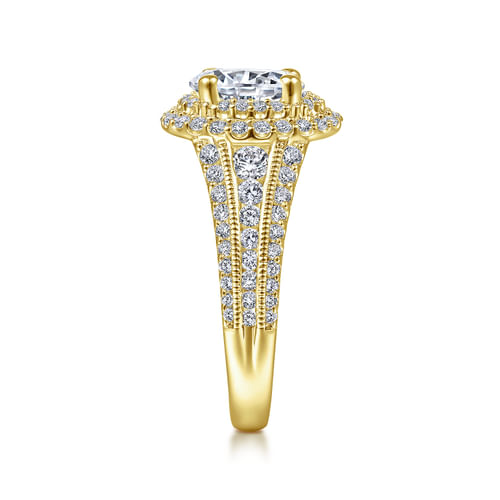 14K Yellow Gold Oval Diamond Channel Set Engagement Ring