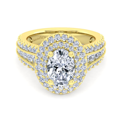 14K Yellow Gold Oval Diamond Channel Set Engagement Ring