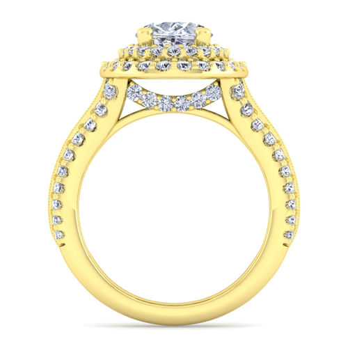 14K Yellow Gold Oval Diamond Channel Set Engagement Ring