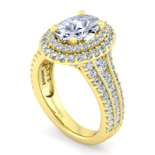 14K Yellow Gold Oval Diamond Channel Set Engagement Ring