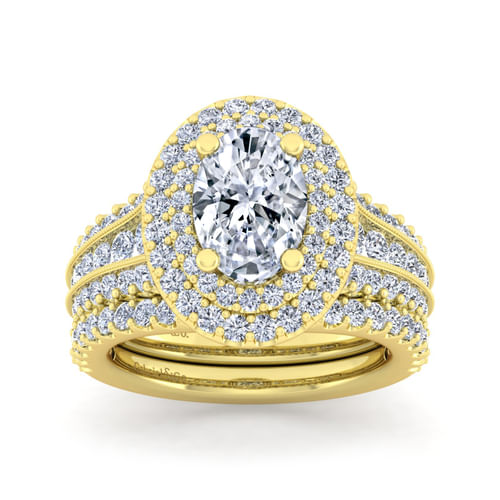14K Yellow Gold Oval Diamond Channel Set Engagement Ring