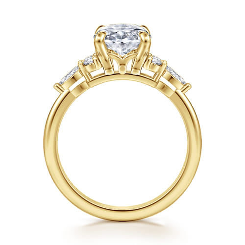 14K Yellow Gold Oval Diamond Cluster Engagement Ring