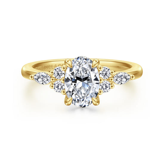 Gabriel - 14K Yellow Gold Oval Diamond Cluster Engagement Ring Gabriel - 14K Yellow Gold Oval Diamond Cluster Engagement Ring
