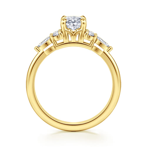14K Yellow Gold Oval Diamond Cluster Engagement Ring