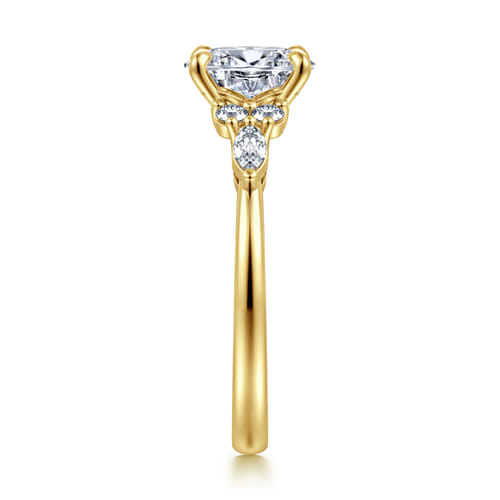 14K Yellow Gold Oval Diamond Cluster Engagement Ring
