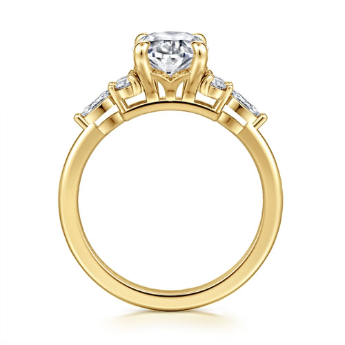 14K Yellow Gold Oval Diamond Cluster Engagement Ring