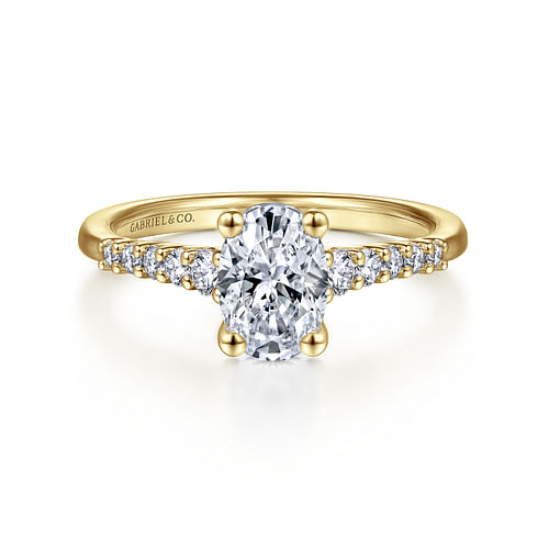 14K Yellow Gold Oval Diamond Engagement Ring