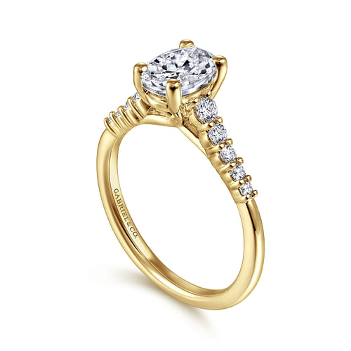 14K Yellow Gold Oval Diamond Engagement Ring