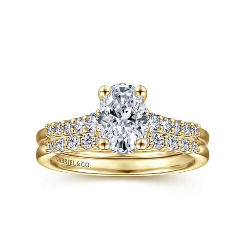 14K Yellow Gold Oval Diamond Engagement Ring