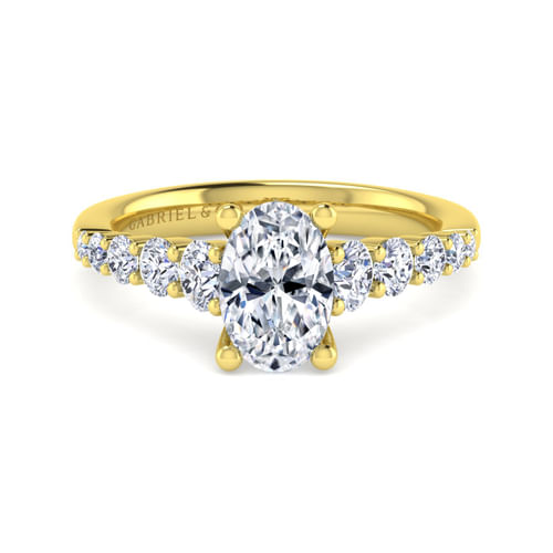 14K Yellow Gold Oval Diamond Engagement Ring