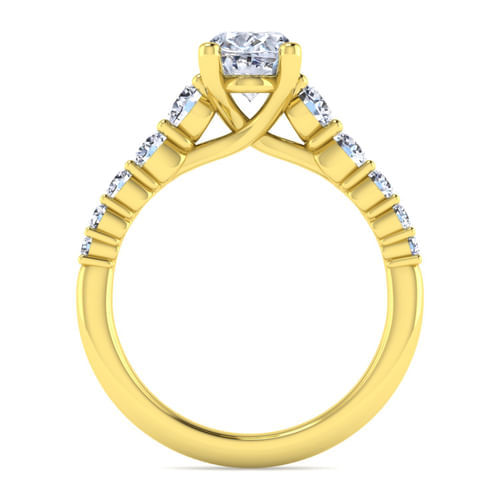 14K Yellow Gold Oval Diamond Engagement Ring