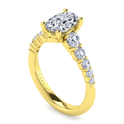 14K Yellow Gold Oval Diamond Engagement Ring