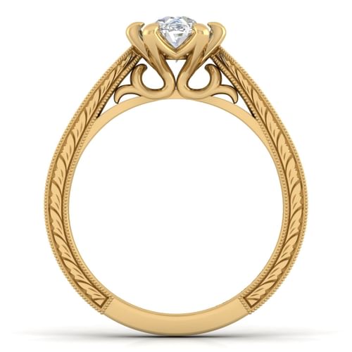 14K Yellow Gold Oval Diamond Engagement Ring