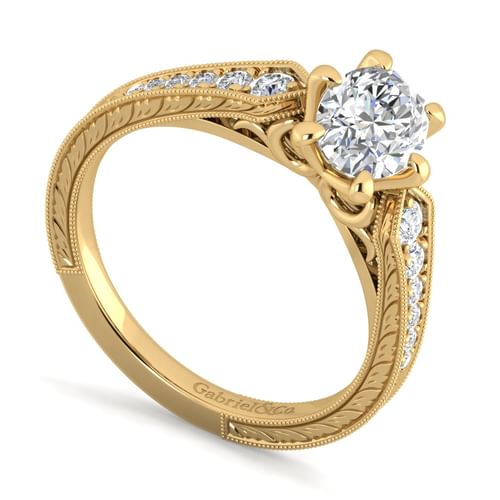 14K Yellow Gold Oval Diamond Engagement Ring