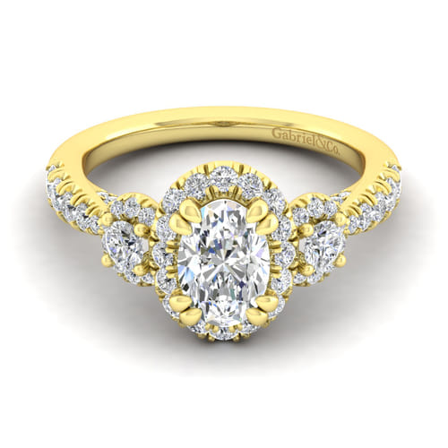 14K Yellow Gold Oval Diamond Engagement Ring