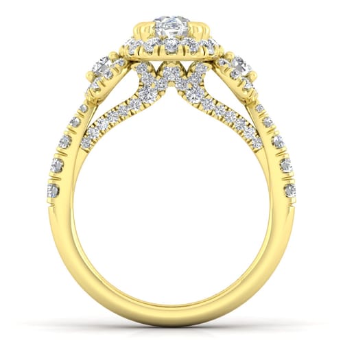 14K Yellow Gold Oval Diamond Engagement Ring