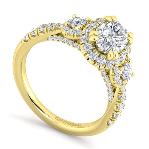 14K Yellow Gold Oval Diamond Engagement Ring