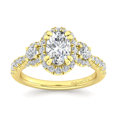 14K Yellow Gold Oval Diamond Engagement Ring