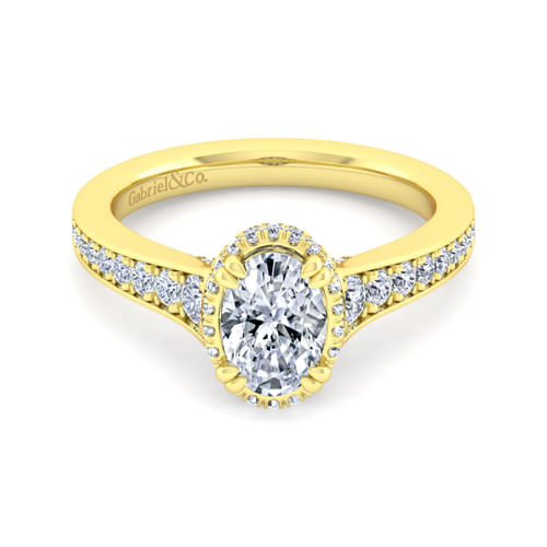 14K Yellow Gold Oval Diamond Engagement Ring
