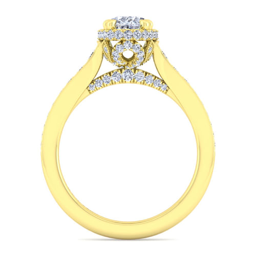 14K Yellow Gold Oval Diamond Engagement Ring
