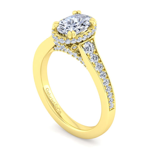 14K Yellow Gold Oval Diamond Engagement Ring