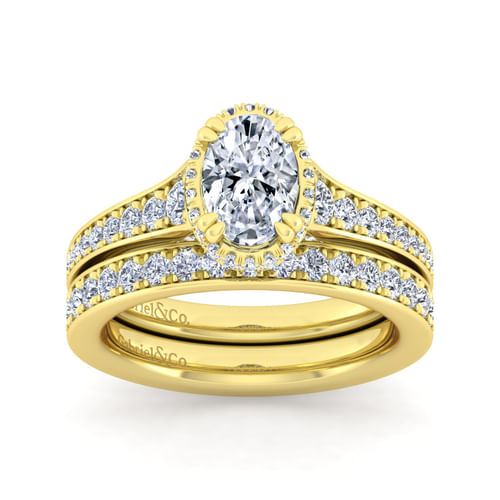 14K Yellow Gold Oval Diamond Engagement Ring