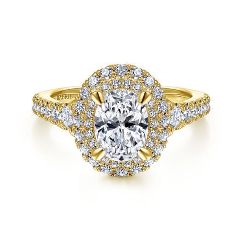 14K Yellow Gold Oval Diamond Engagement Ring